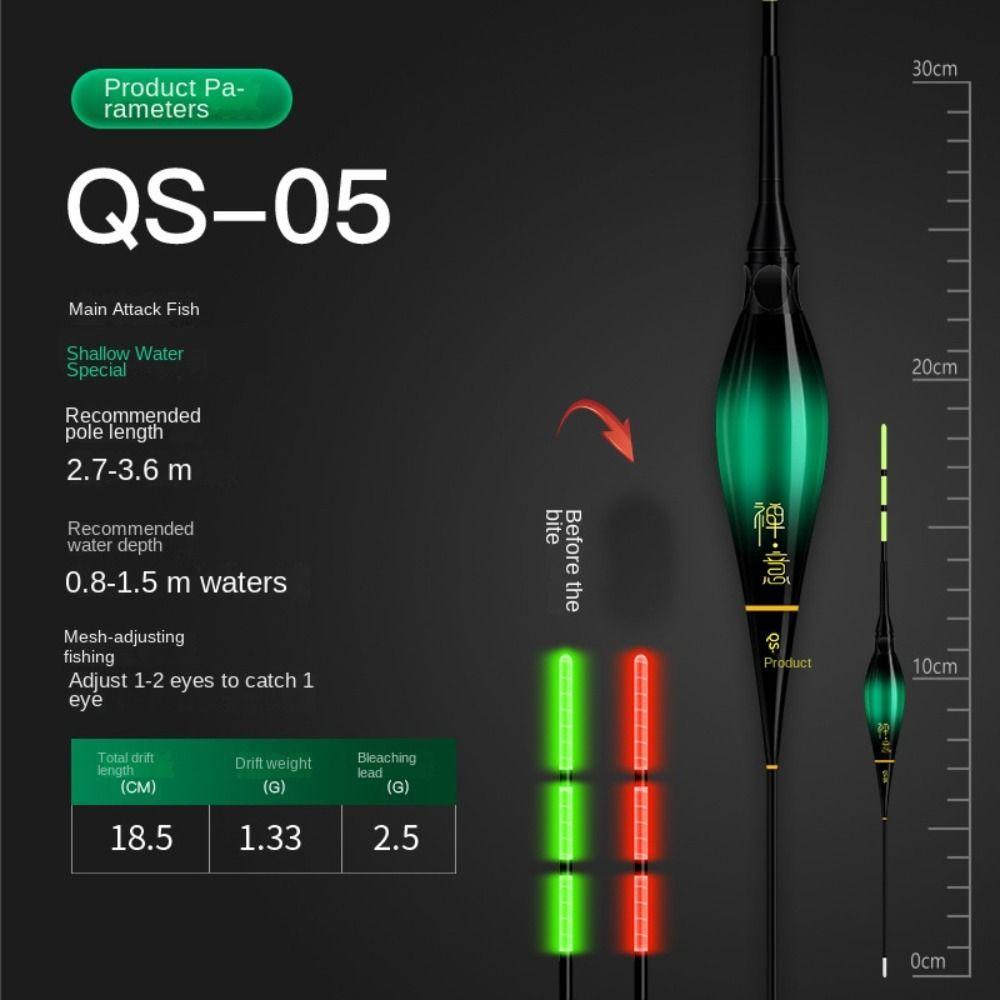 

New Indicator Fishing Lure Slip Drift Tube 3 light Bobbers Buoy Strike Bite Hook Color Change Floats Long Tail