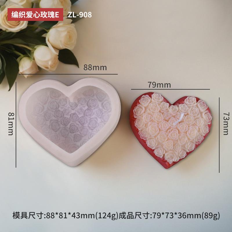 Hand Braided Heart Rose Scented Candle Silicone Mold DIY Creative Valentine Gift