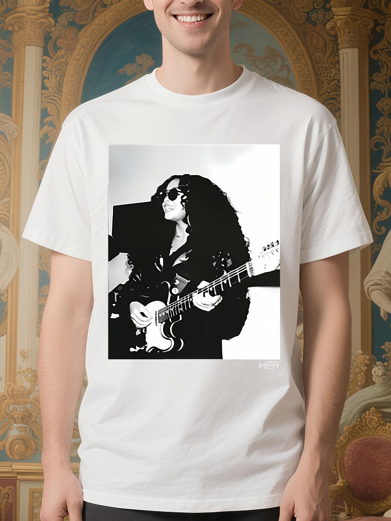 H.E.R. Graphic Tshirt - Black Slim Fit Tee with Guitar Print S