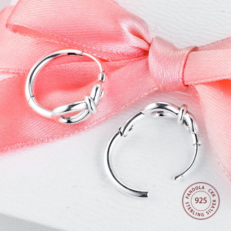 Authentic 925 Sterling Silver Infinity Knot Hoop Earrings for Women Girls Earing Wedding Fine Jewelry