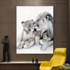 Affiche d'art mural animal moderne, famille de Lion aimant, peinture sur toile imprimée pour salon, image de décoration murale de maison, Cuadros sans cadre