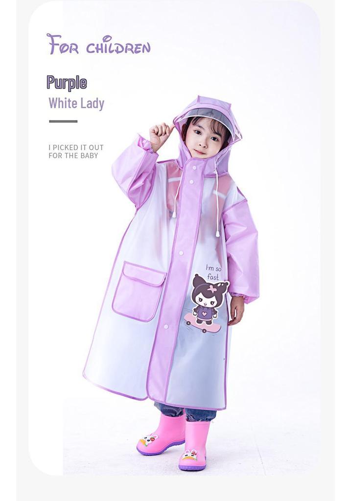 Children's Cartoon Raincoat with Backpack Slot - Large, Full-Body for Primary Students