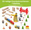 Tiny Land 55 Pieces Wooden Train Set: Wooden Railway with Crane, Combinable Toy & Accessories. Fits All Large Brands, for Children 2-5 Years