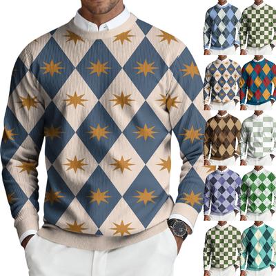 Men's Round Neck Long Sleeve Ribbed Knit Pullover
