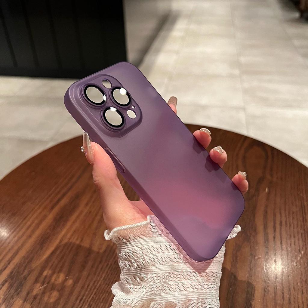 Compatible Frosted Ultra-thin Phone Case for iPhone 14 Promax, 15, 16, 17 with Built-in Lens Film.