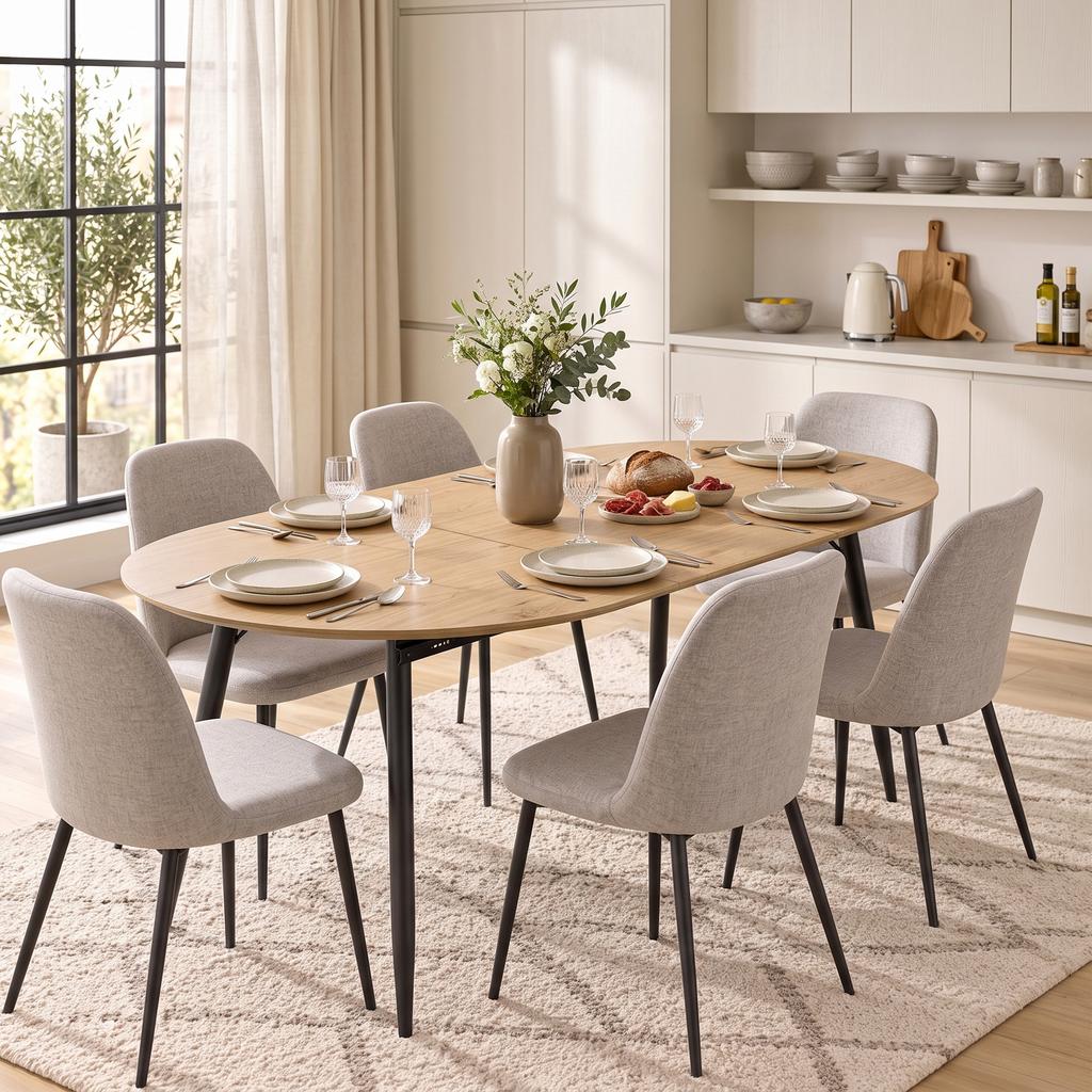 Extendable Dining Table 120 160 X 80 Cm Dining Room Table For 4 6 People With Country Style For Kitchen Dining Room Oak
