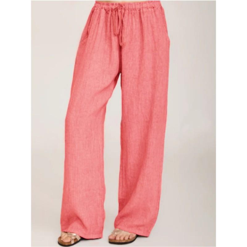 Women's Spring and Summer Solid Color Cotton Linen Casual Pants Temperament Elegant Commuter Pants