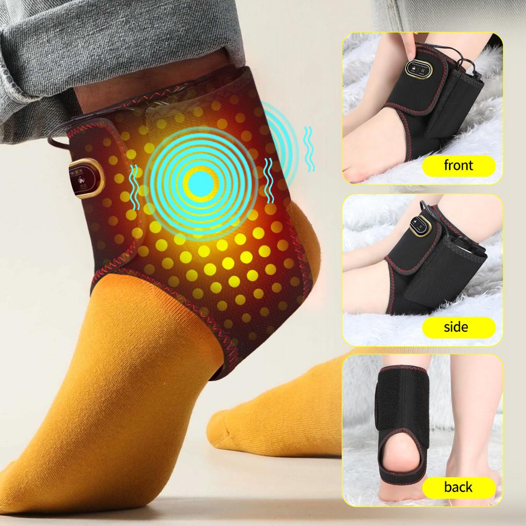 Electric Foot Massager With Heating Therapy Vibrating Ankle Pad Support For Rehabilitation And Pain Relief