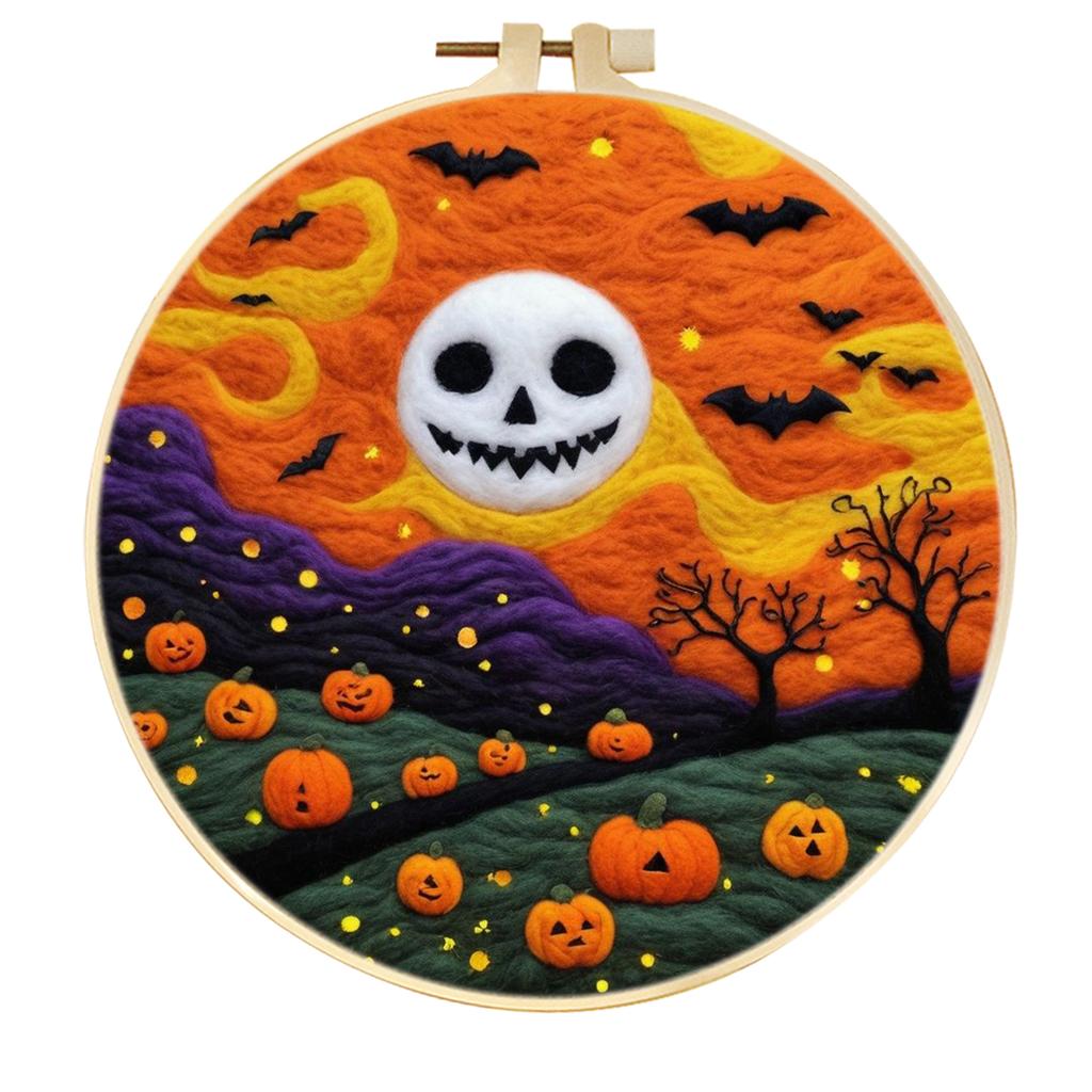 CHENISTORY Painting DIY Wool Embroidery Kit Creative Halloween DIY Wool Needle Felt Picture Craft Painting Gift Felt Needlework