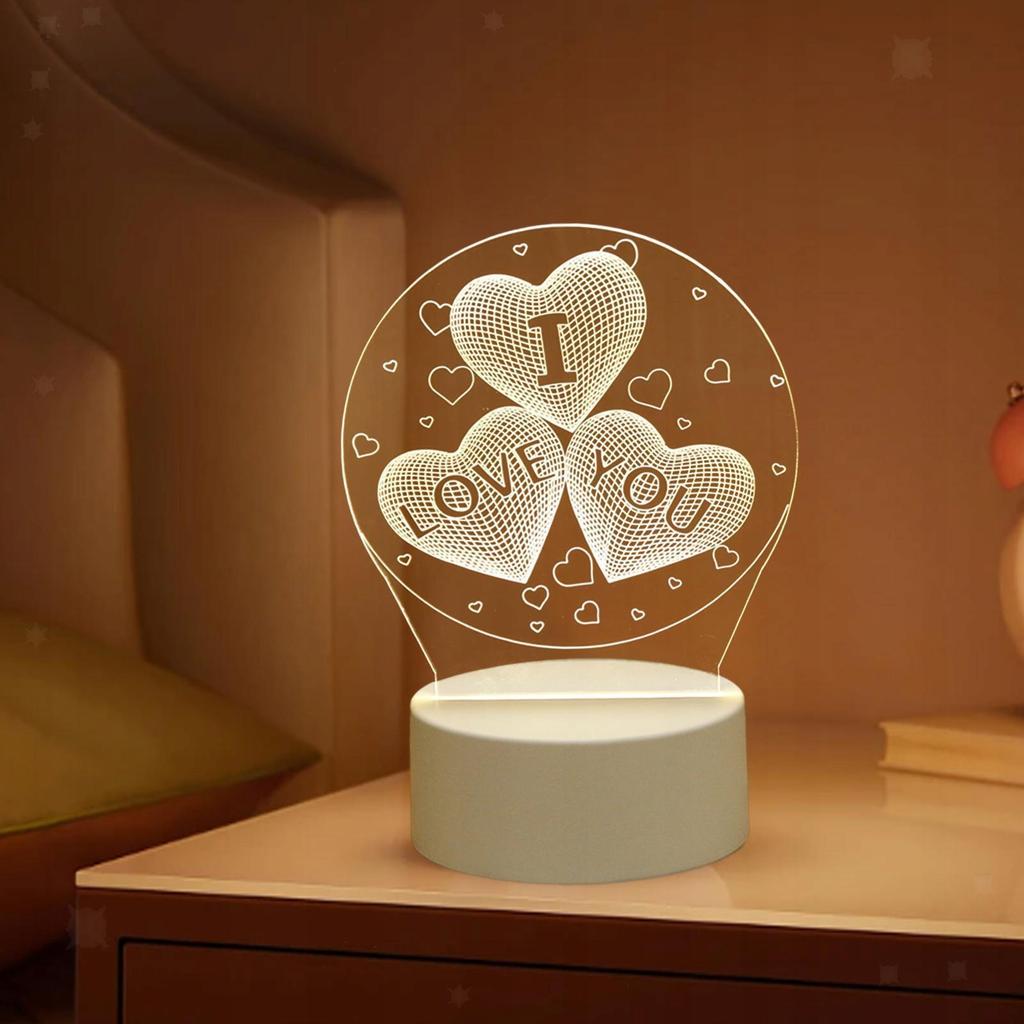 A small gift for Valentine's Day 3D lamp with the inscription I love YOU on USB 3 modes