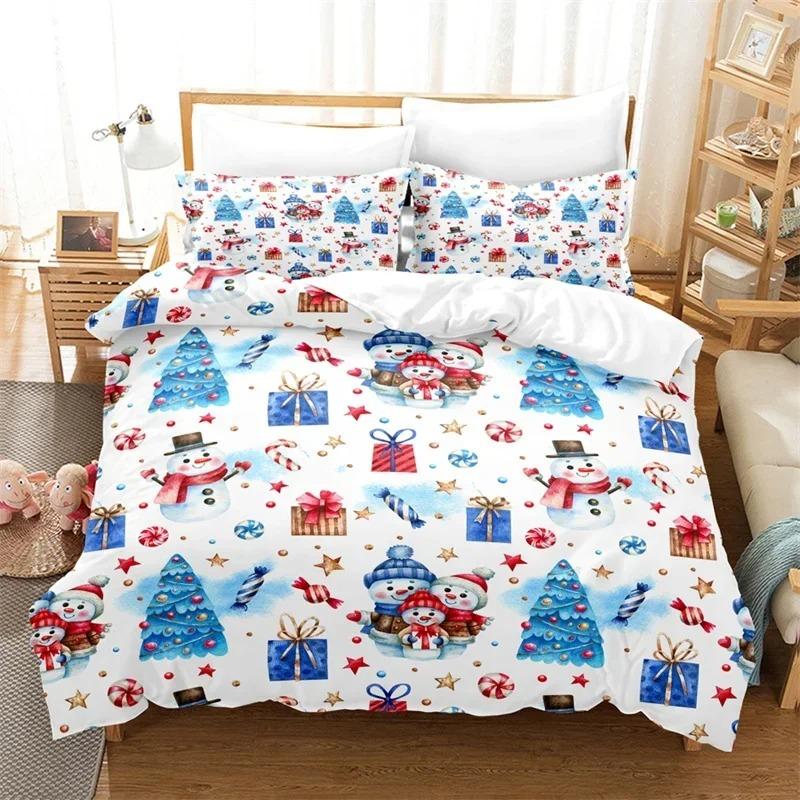 3PCS Single-sided Merry Christmas Printed Comforter Bedding Sets Comfortable Bedspreads Comforter Duvet Bedding Birthday Gift