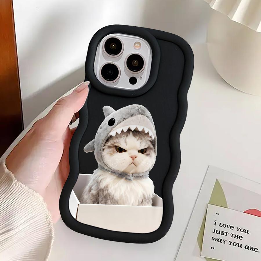 Angry Cat Bow Case for iPhone 15 Plus 12 16 Pro Max 8 11 XR 14 13 17 Air Soft Phone Cover