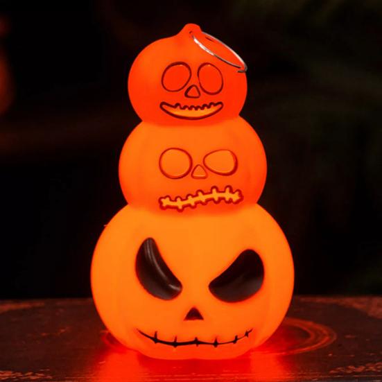 Lanterna di zucca di Halloween con illuminazione a LED, 3 livelli, lampada di zucca con sorriso spaventoso, lanterna di Halloween per la decorazione della porta d'ingresso e del portico