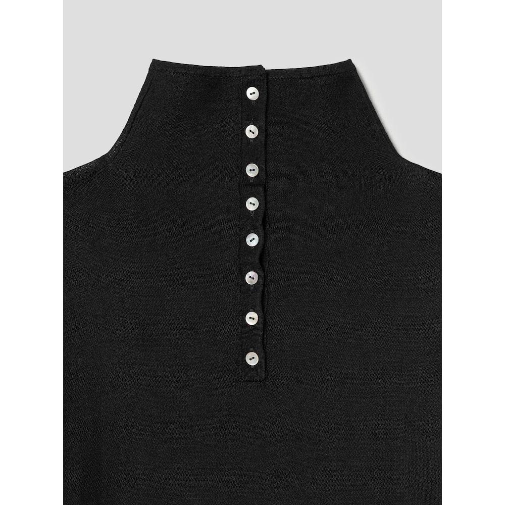 Anggae Half Neck Button Pullover Black