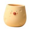 Cute Flower Pot Ceramic Cartoon Chick Planter Succulent Pot for Indoor Outdoor Home Garden Decoration Yellow Egg Shape