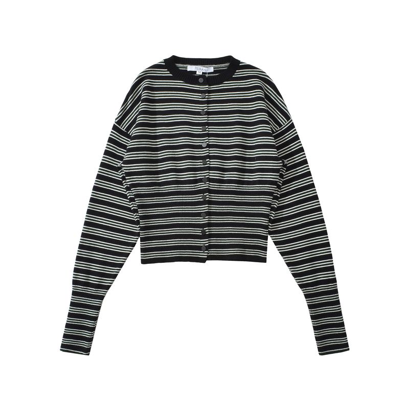 Kaslead New Women Clothes Western Style Fashion Simple Stripe Cardigan Sweater Leisure Shorts Set