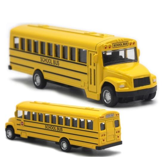 Alloy Pull Back School Bus Model Collection Vehicle Children Car Toy Decor Gift