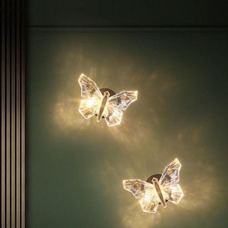 Light Luxury LED Butterfly Wall Lamp Dimmable Rotatable for Bedroom Bedside Aisle Villa Home Decor Free Shipping