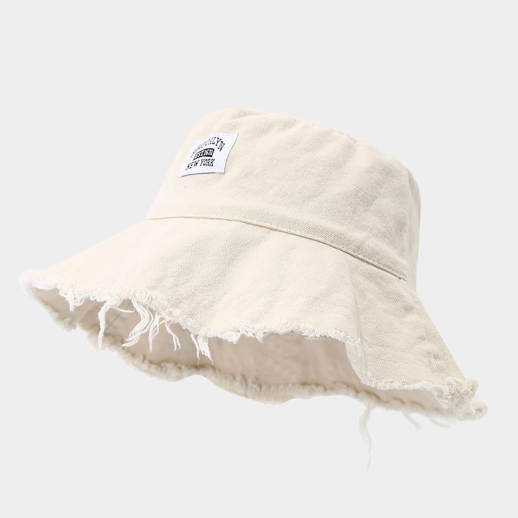 Cappello da pescatore in cotone retrò con ricamo di lettere per stile estivo da spiaggia da donna