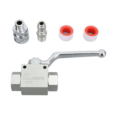 Pressure Washer Ball Valve Kit Stainless Steel Quick Connect Fittings 4500 PSI Hose Accessories