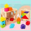 Wooden Childrens Educational Shape Sorting Blocks With Building Toys For Early Learning Development