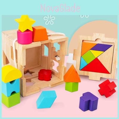 Pädagogische Formensortierbausteine ​​aus Holz für Kinder mit Bauspielzeug zur frühkindlichen Entwicklung