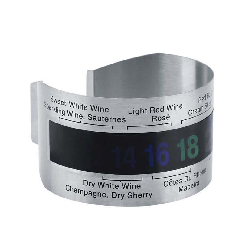 Wine Bottle Thermometer Creative Stainless Steel Bottle Wine Thermometer LCD Display Wines Bracelet Temperature Sensor