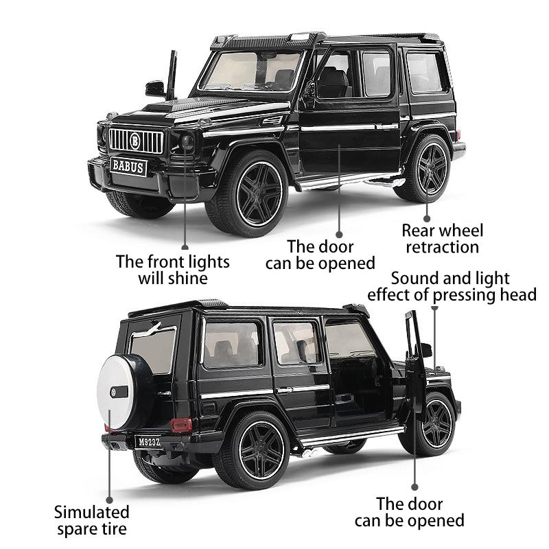 1/24 Scale Benz G65 Diecast Car Model Toy, Pull Back Toy Vehicle with Sound and Light for Kids Toddler Boys Girls Gift Collection