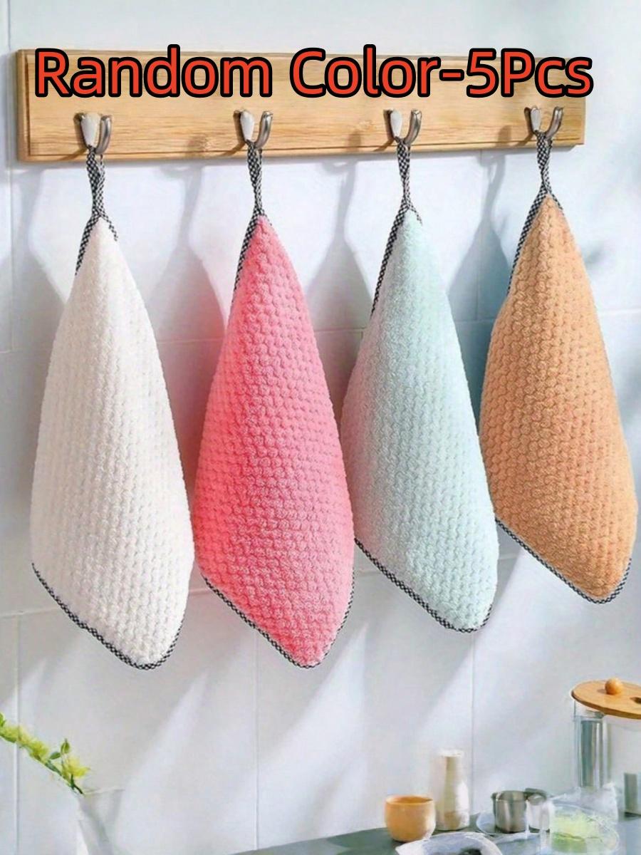 

5pcs(Random colo super absorbent microfiber kitchen towels - non greasy cleaning cloth, suitable for washing dishes and surfaces