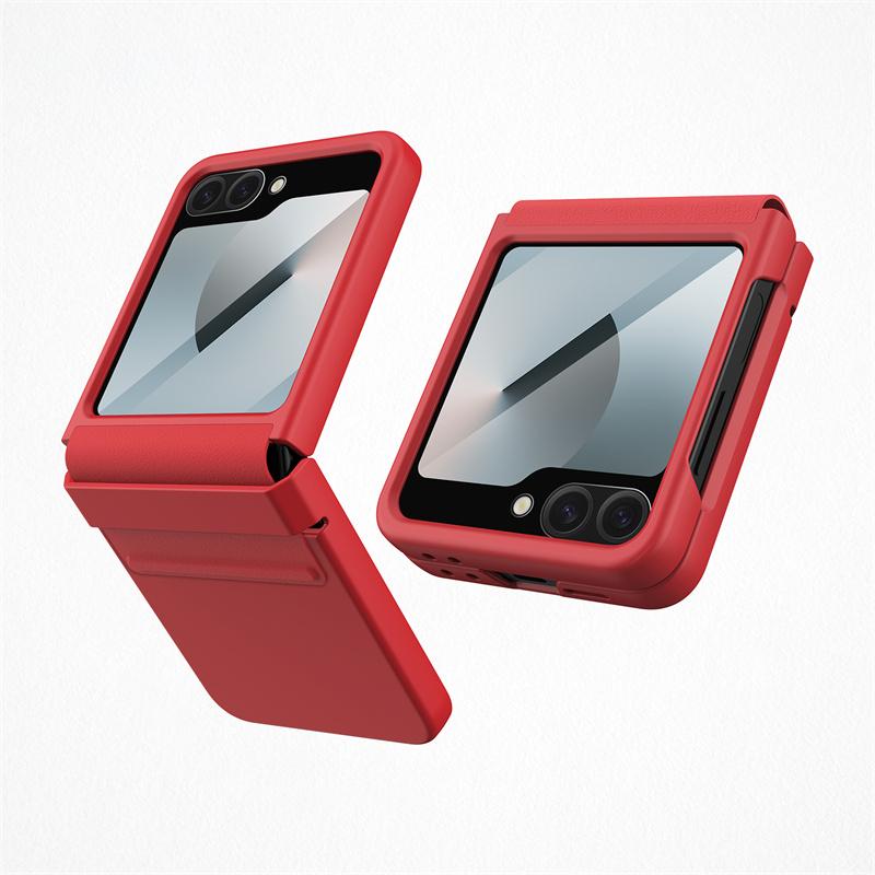Matte Wrist Strap Hinge Full Protection Hard Case for Samsung Galaxy Z Flip 7 FE / 6 Folding Wristband Cover With Tempered Glass