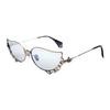 Dekoratives Perlendesign Metall Unregelmäßige Form Sonnenbrille Unisex-Sonnenbrille Silber VW5096-1-800
