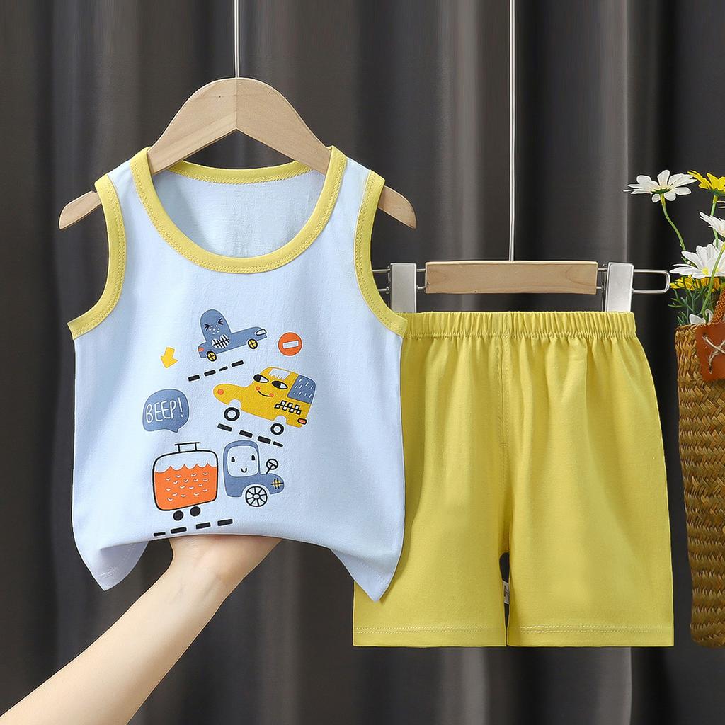 Children's Vest Set Boys' Shorts Summer Cotton New Baby Clothes Girls' Summer Clothes Summer Clothes Children's Clothes