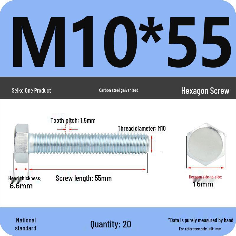 8.8 Grade Galvanized Hex Head Bolt, High-Strength M4-M30
