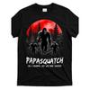 European Sizes Men'S Funny Sasquatch Graphic T-Shirt - "Papasquatch Like a Grandpa Just Way More Squatchy" Retro Design with Red Moon & Pine Trees