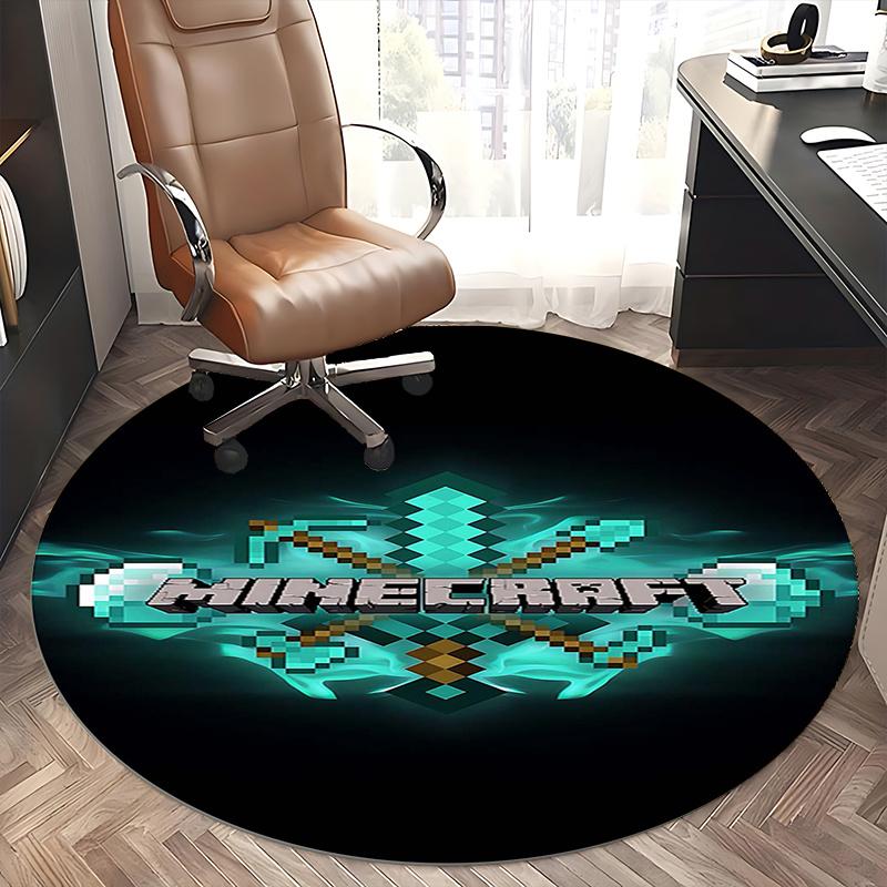 Spada di Minecraft, Tappetino per sedia Pixel Art, Tappeto Rotondo, Tappeto per Ufficio, Lavabile in Lavatrice, Antiscivolo, Adatto per Soggiorni, Camere da Letto