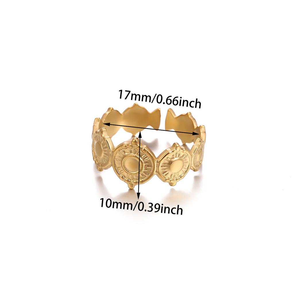 Sun Punk Anillos For Women Multilayer Broad Surface Opening Rings For Women Gold Color Stainless Steel Geometry New Ring Jewelry