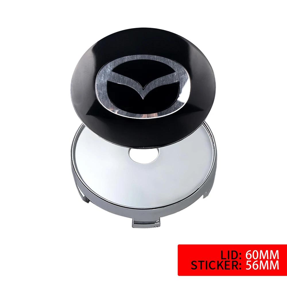 2025 Hot 4pcs 60mm Auto Wheel Center Hub Caps Cover Rim Sticker Badge For Mazda Axela 2 3 5 6 CX-5 CX 7 CX-9 MX-5 Decoration Car