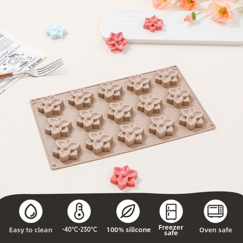 15-Cavity Design Baking Mold Reusable Flower Shaped Flower Silicone Mold Flexible Non-Stick Cookie Chocolate Mold Home Baking