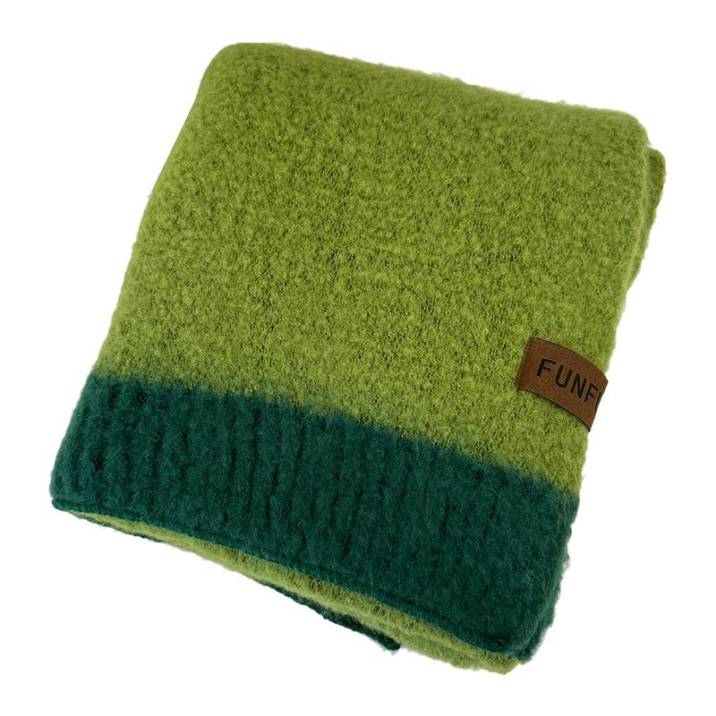 Autumn and winter new thickened long fluffy high-end scarf warm thickened contrasting knitted scarf