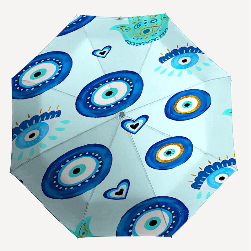 1PC evil eye hamsa Umbrella-8-Rib Reinforced, Automatic Open, Lightweight & Durable, Fashion Accessory for Outdoor, J0328