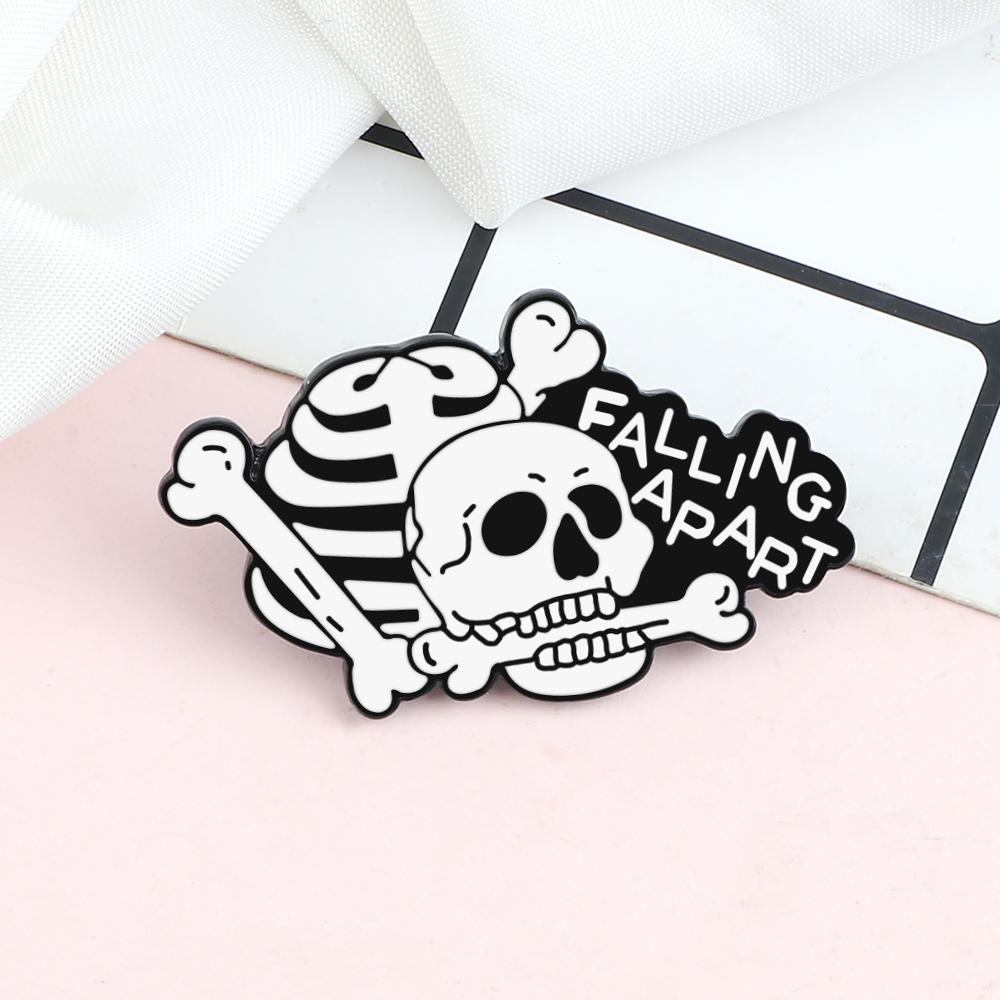 Skull Series Punk Gothic Badge Skeleton Flower Potted Brooch Denim Lapel Bag Enamel Pins Gift for Friend Party Halloween Jewelry