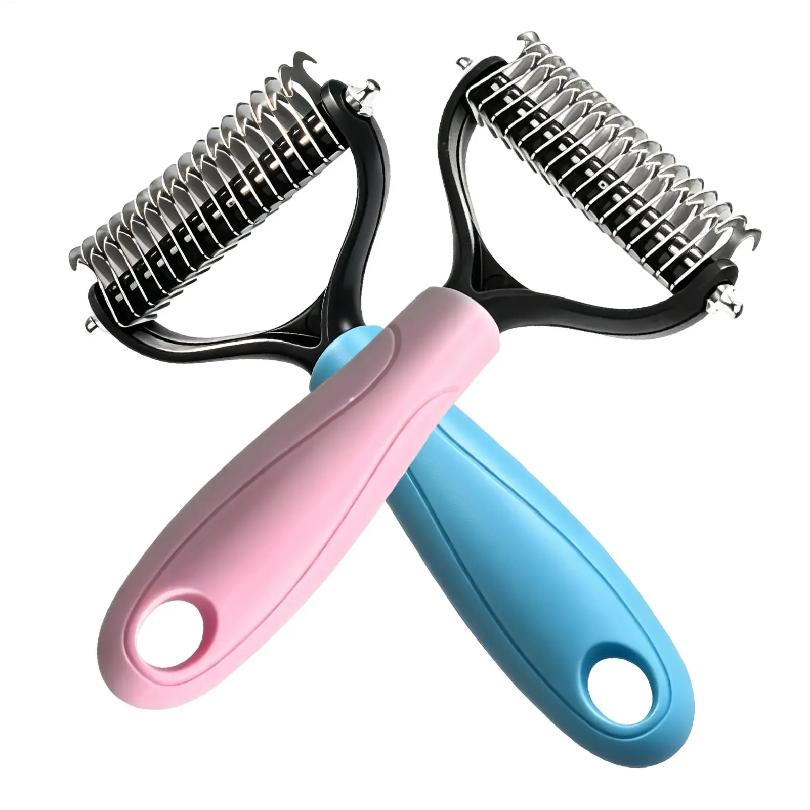 Cat Hair Removal Comb Dog Hair Removal Brush Stainless Steel Double Sided Pet Grooming Brush Removing Tangles Cat Accessories