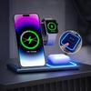 30W LED Fast Wireless Charger 3 In 1 Foldable Charging Station For iPhone 16 15 14 13 12 11  Watch 9 8 7 6 5 Airpods Pro/3