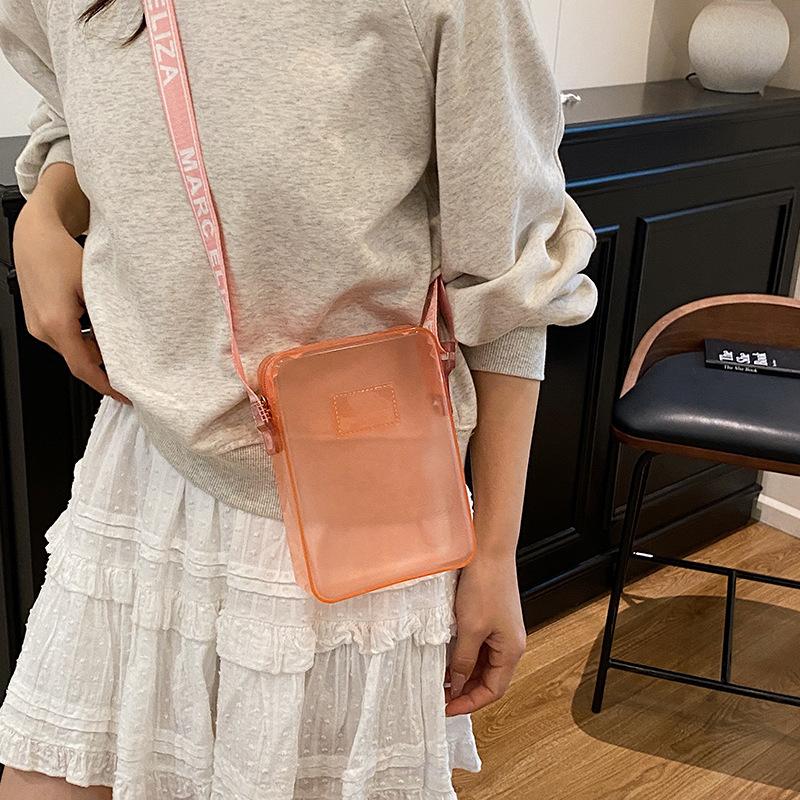 Fashionable PVC Messenger Bag Transparent Shoulder Bag Waterproof Square Bag Handbag Phone Bag Women Lipstick Key Storage Bag