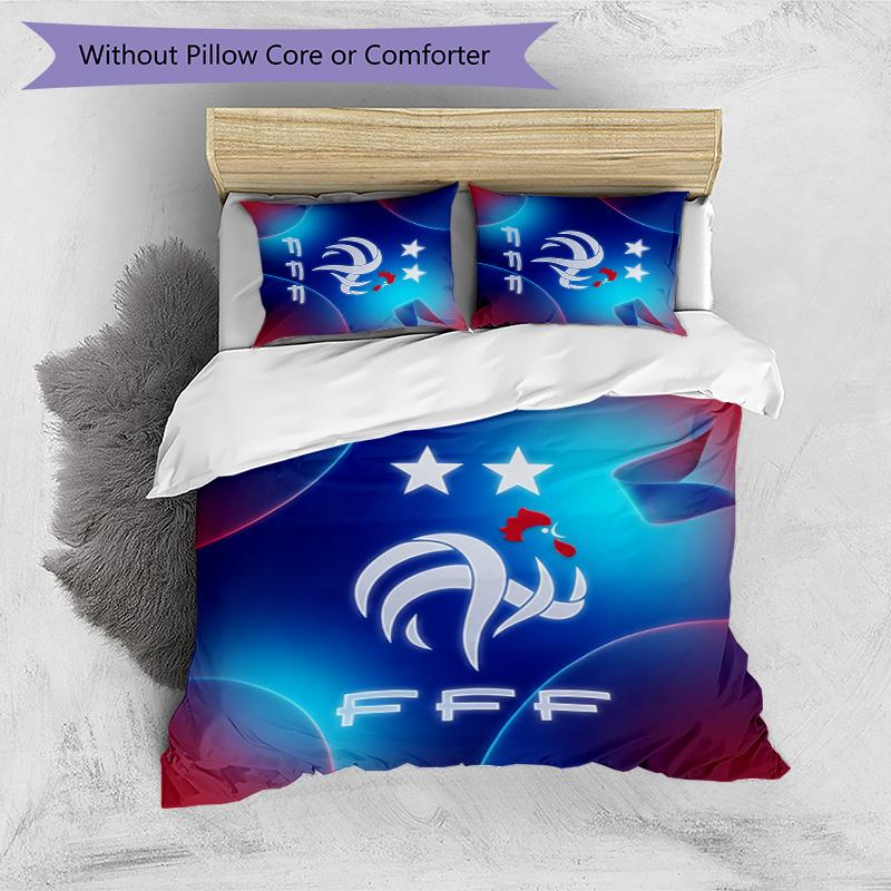 France Football Printed Bedding 3 Piece Set Cozy Breathable Bed Cover Set as Housewarming Holiday Gift