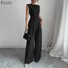 ZANZEA Women Sleeveless Vest Tops and Long Pants Casual Two Piece Suit Sets