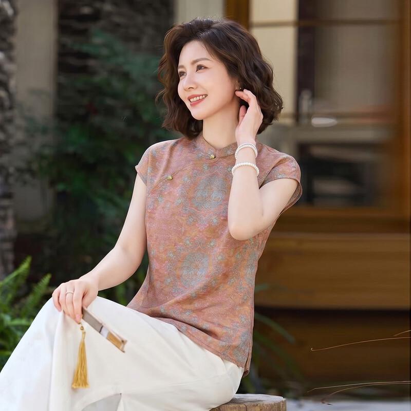 New Chinese Style Floral Summer Blouse for Women 5XL