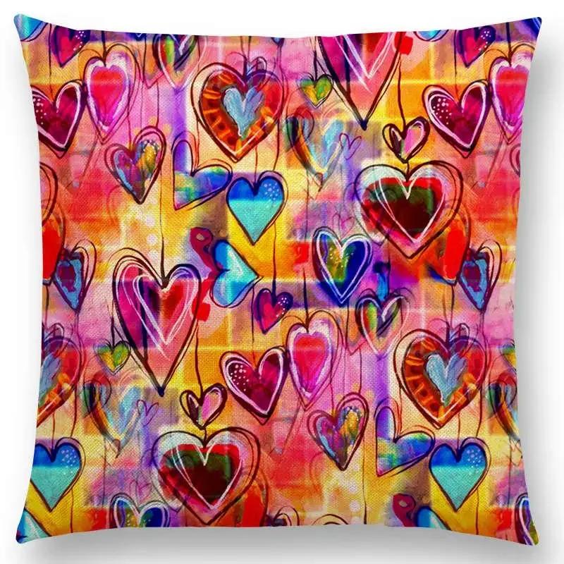 Butterfly Dream Love Flowers Sofa Throw Pillow Case Soul Heart Tulip Golden Circles Floral Stained Glass Colorful Cushion Cover