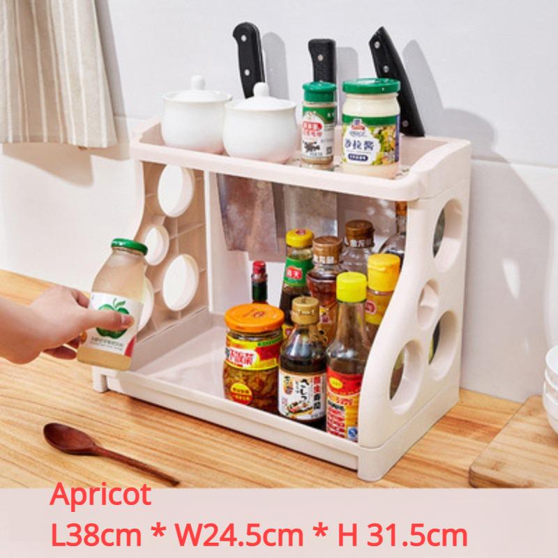 Plastic Double Spice Rack Seasoning Supplies Storage Rack Floor Type Multifunctional Kitchen Utensils Kitchen Shelf
