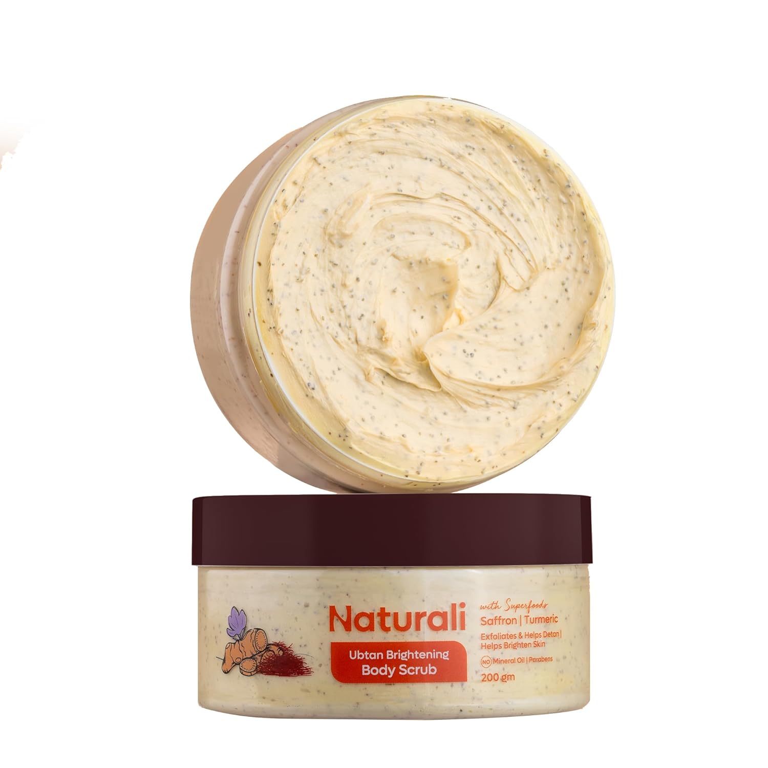 Naturali Ubtan Brightening Body Scrub 200g Pack of 1 | Exfoliates Removes Tan Boosts Skin Glow